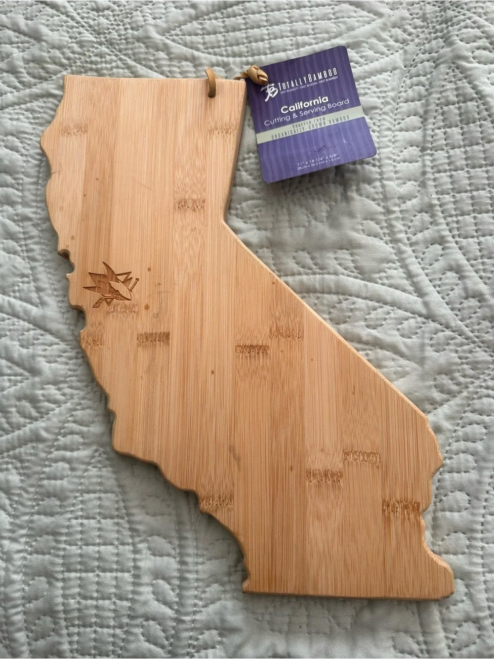 Bamboo California State Cutting & Serving Board 11” x 14” New with tags